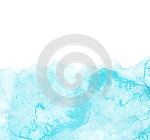 Watercolor blue paint texture. Pastel aqua color. Ocean or sea wave. hand painted background