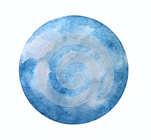 Watercolor blue planet. The planet consists of water and ice.