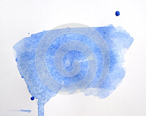 Watercolor blue stylized hand drawn paper texture isolated stain on white background for design, template.