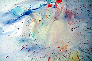 Watercolor blue vivid splashes and abstract background