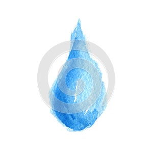 Watercolor blue water drop . Vector