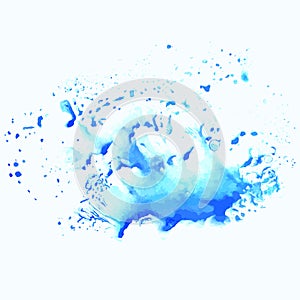 Watercolor blue water splash