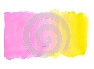 Watercolor blur abstract yellow and pink stain