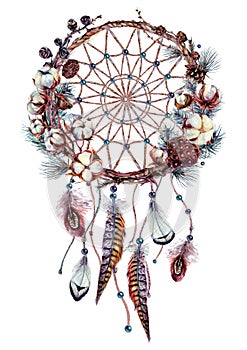 Watercolor Boho Dream Catcher Illustration