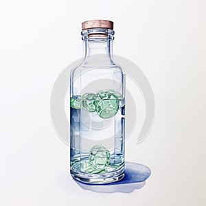 Watercolor Bottle Drawing With Crystalline Aesthetics photo