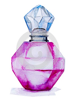 Watercolor bottle with perfume