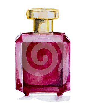 Watercolor bottle with perfume