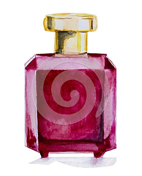 Watercolor bottle with perfume photo