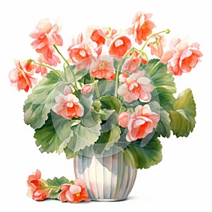 Watercolor Bouquet Of Pink Azaleas In A Vase photo