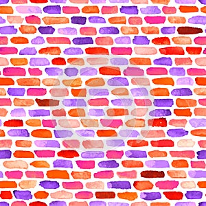 Watercolor bricks. Vector abstract seamless pattern.