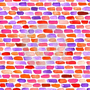 Watercolor bricks. Vector abstract seamless pattern.
