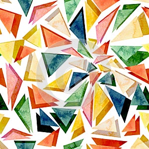 Watercolor Bright Colorful Triangles Abstract Seamless Texture