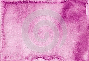 Watercolor bright pink and white background texture painting. Vintage watercolour rose color backdrop. Stains on paper