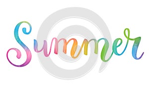 Watercolor brush calligraphy concept word SUMMER