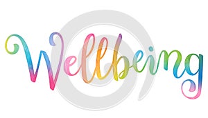 Watercolor brush calligraphy concept word WELLBEING