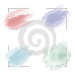 Watercolor brush stroke with line frame on white background vector illustration