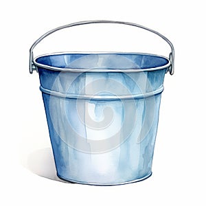 Watercolor Bucket Illustration With Light Silver And Dark Azure Style photo