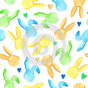 Watercolor bunny seamless pattern. Easter holidays. For design, card, print or background