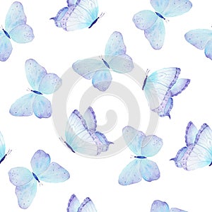 Watercolor butterfly seamless pattern hand drawn