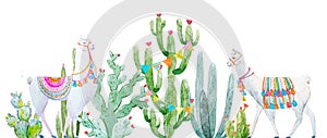 Watercolor cactus composition