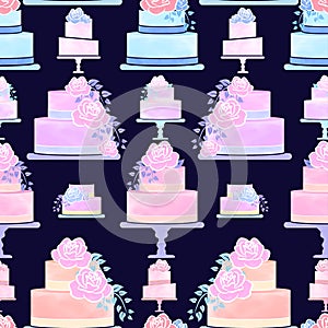 Watercolor Cake Pattern Background Illustration