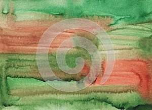 Watercolor calm brown and green background painting texture. Multicolored watercolour liquid backdrop. Stains on paper