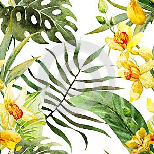 Watercolor canna flowers pattern