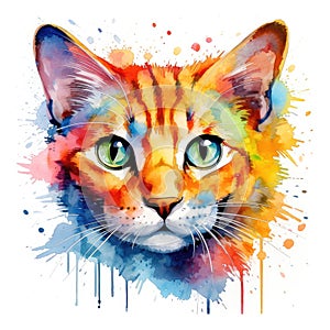 watercolor cat Hand drawn sweet home pet