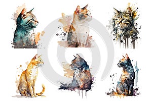 watercolor cat vector illustration