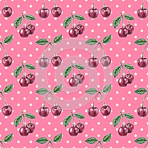 Watercolor cherry pattern