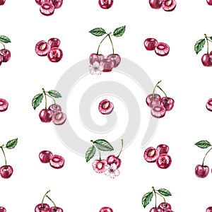 Watercolor cherry pattern