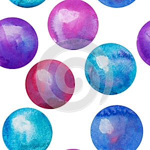 Watercolor Christmas balls seamless pattern. Hand drawn Christmas illustrations with Christmas balls isolated on white background
