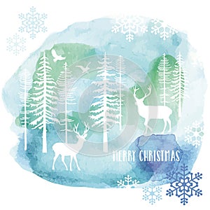 Watercolor Christmas card, vector