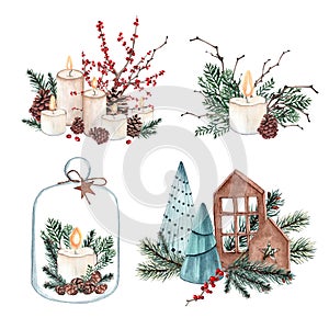 Watercolor Christmas composition.