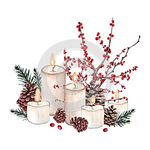 Watercolor Christmas composition.