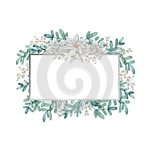 Watercolor Christmas floral frames and border clip art