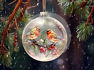 Watercolor Christmas Glass Ball Greeting Card