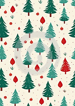 Watercolor Christmas illustration pattern with joyful holiday elements. Generative AI