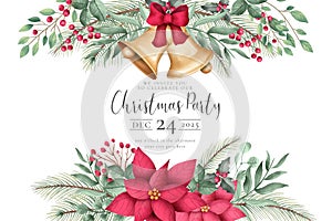 watercolor christmas invitation with ornaments vector illustration