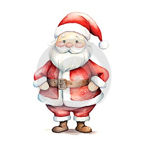 Watercolor Christmas Santa Claus. Clipart. AI generated