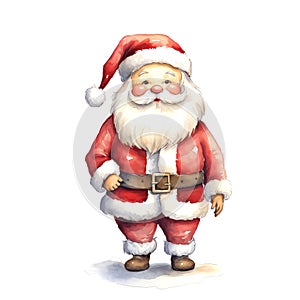 Watercolor Christmas Santa Claus. Clipart. AI generated