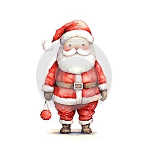 Watercolor Christmas Santa Claus. Clipart. AI generated