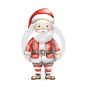 Watercolor Christmas Santa Claus. Clipart. AI generated