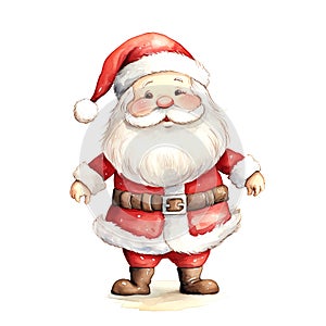 Watercolor Christmas Santa Claus. Clipart. AI generated