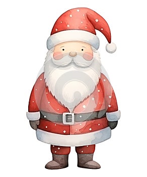 Watercolor Christmas Santa Claus isolated on white background