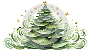Watercolor Christmas tree. Hand drawn illustration isolated on white background. Generative AI