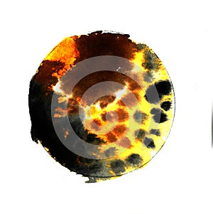 Watercolor circle texture. Ink round stroke on white background. Simple style. illustration of grunge circle stains