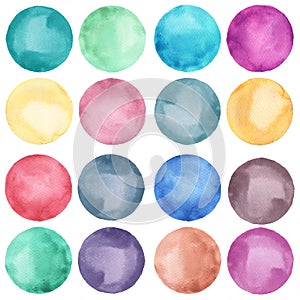 Watercolor circles collection in pastel colors.