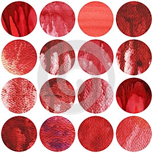 Watercolor circles collection in red photo