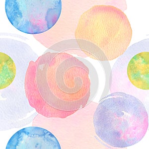 Watercolor circles, seamless pattern.